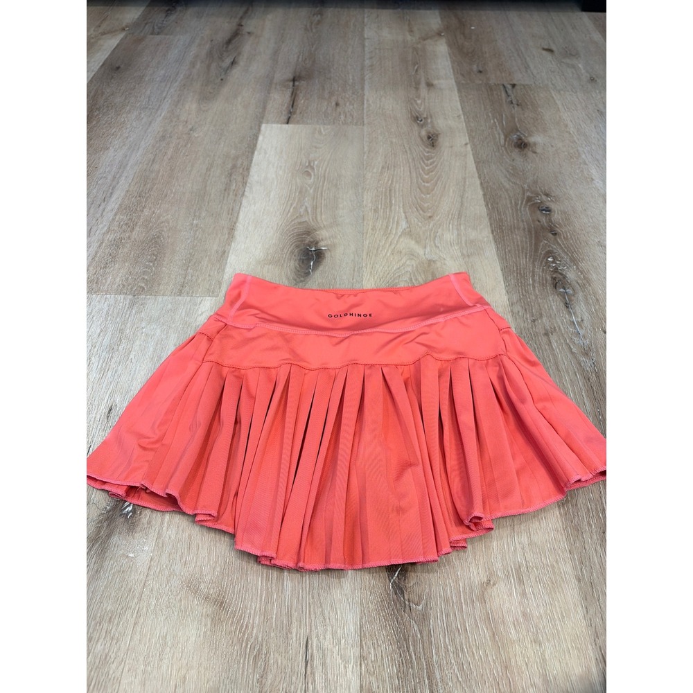 Goldhinge Pleated Tennis Skort Coral Pink Athletic Golf Skirt Built-in Shorts